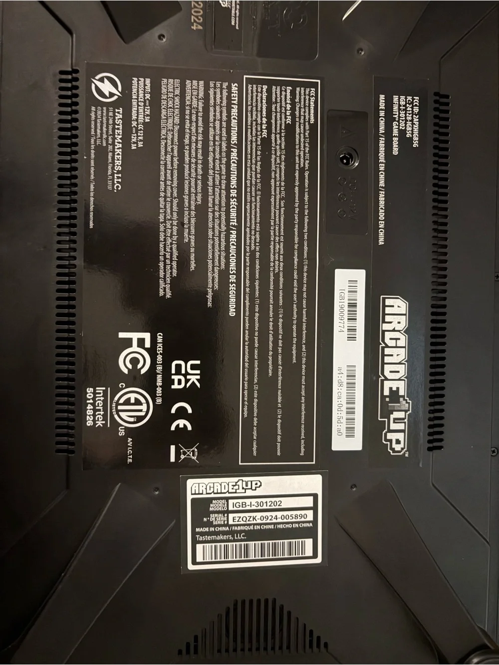 Arcade1Up Black Arcade Cabinet Base Panel